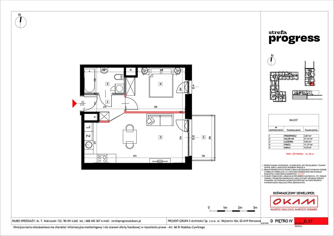 Nowe mieszkanie dwupokojowe Strefa PROGRESS Łódź, Al. Kościuszki 132  41m2 Foto 1