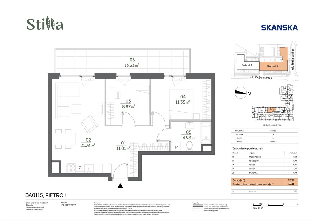 Nowe mieszkanie trzypokojowe Stilla Warszawa, Fajansowa 5  58m2 Foto 1