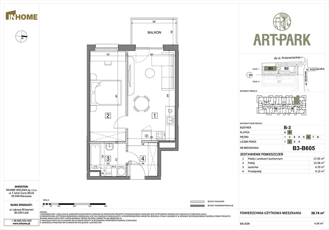 Nowe mieszkanie dwupokojowe ArtPark Łódź, Polesie, Wołowa 4A  40m2 Foto 1