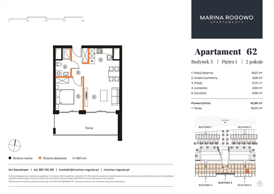 Nowe mieszkanie dwupokojowe APARTAMENTY MARINA ROGOWO Rogowo, Rogowo 65  43m2 Foto 1