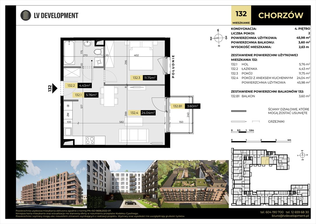 Nowe mieszkanie dwupokojowe Tarasy Śląskie Chorzów, 3 Maja 94'  46m2 Foto 1