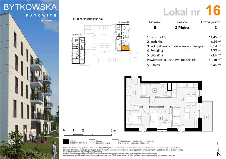 Nowe mieszkanie trzypokojowe Bytkowska 70B, C  Katowice, Wełnowiec-Józefowiec, Bytkowska  54m2 Foto 1