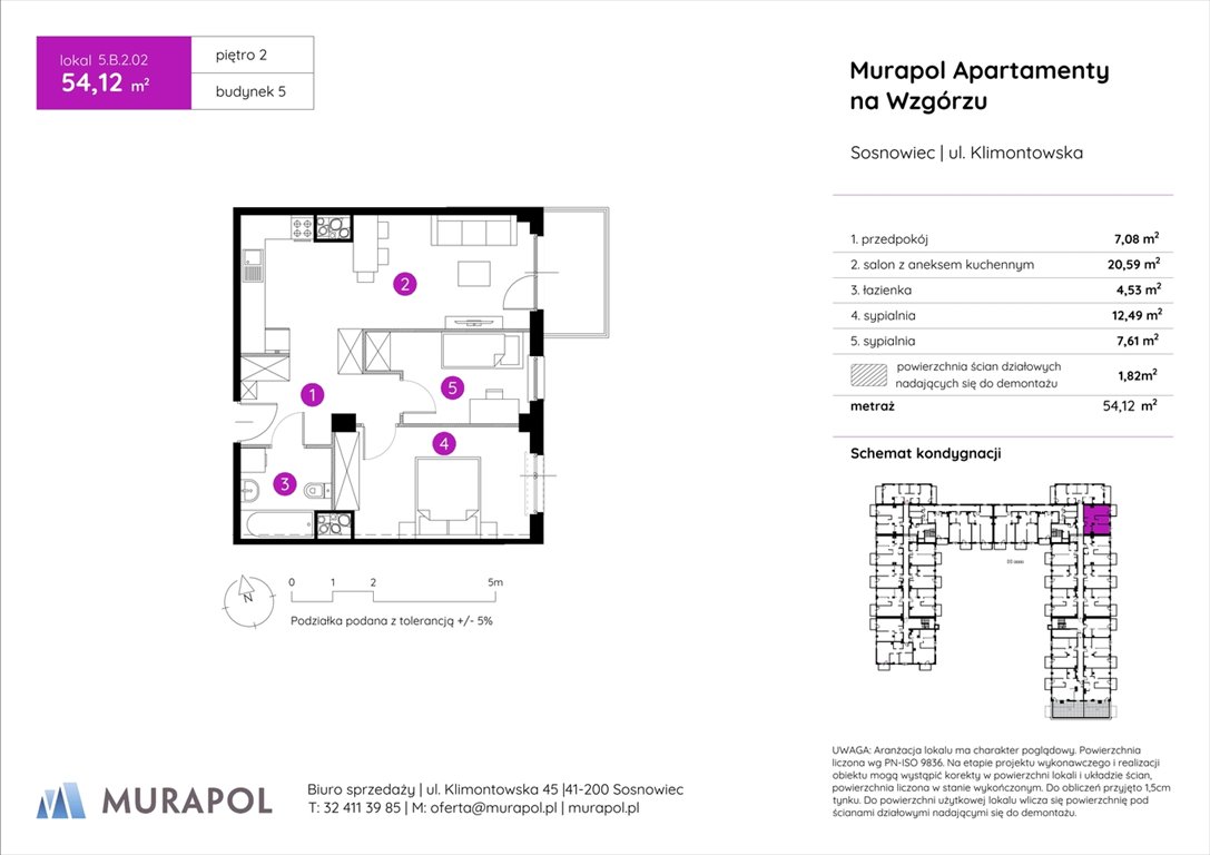 Nowe mieszkanie trzypokojowe Murapol Apartamenty na Wzgórzu Sosnowiec, ul. Klimontowska  54m2 Foto 1