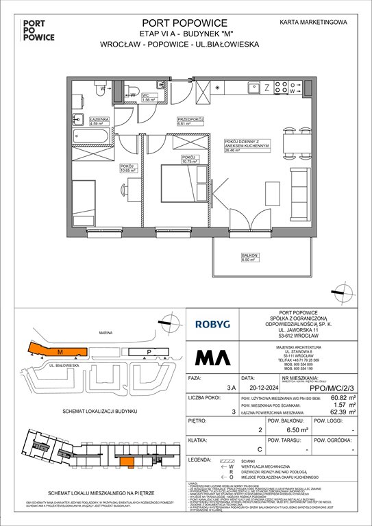 Nowe mieszkanie trzypokojowe Port Popowice Wrocław, Fabryczna, Białowieska 91a  61m2 Foto 1