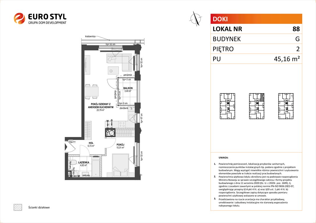 Nowe mieszkanie dwupokojowe DOKI LIVING Gdańsk, Śródmieście, ks. Jerzego Popiełuszki/Rybaki Górne  45m2 Foto 1