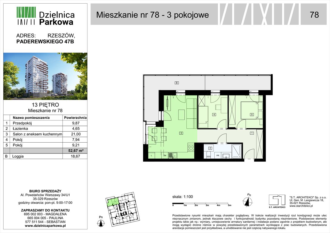 Nowe mieszkanie trzypokojowe Dzielnica Parkowa Rzeszów, Paderewskeigo 51  53m2 Foto 1