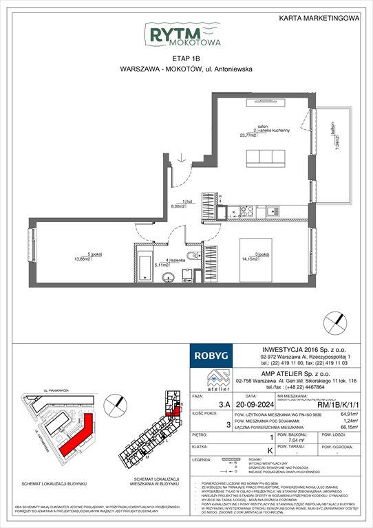 Nowe mieszkanie trzypokojowe Rytm Mokotowa Warszawa, Mokotów, Antoniewska  65m2 Foto 1