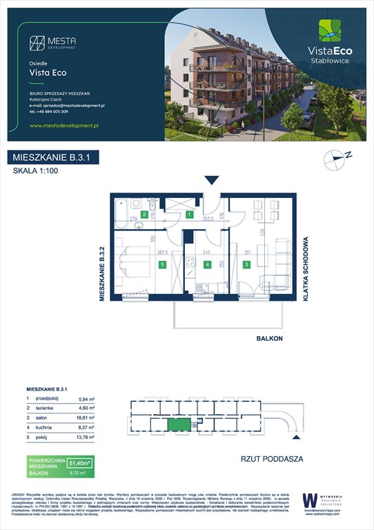 Nowe mieszkanie dwupokojowe Vista Eco  Wrocław, Fabryczna, Stabłowice, Łomnicka  51m2 Foto 1