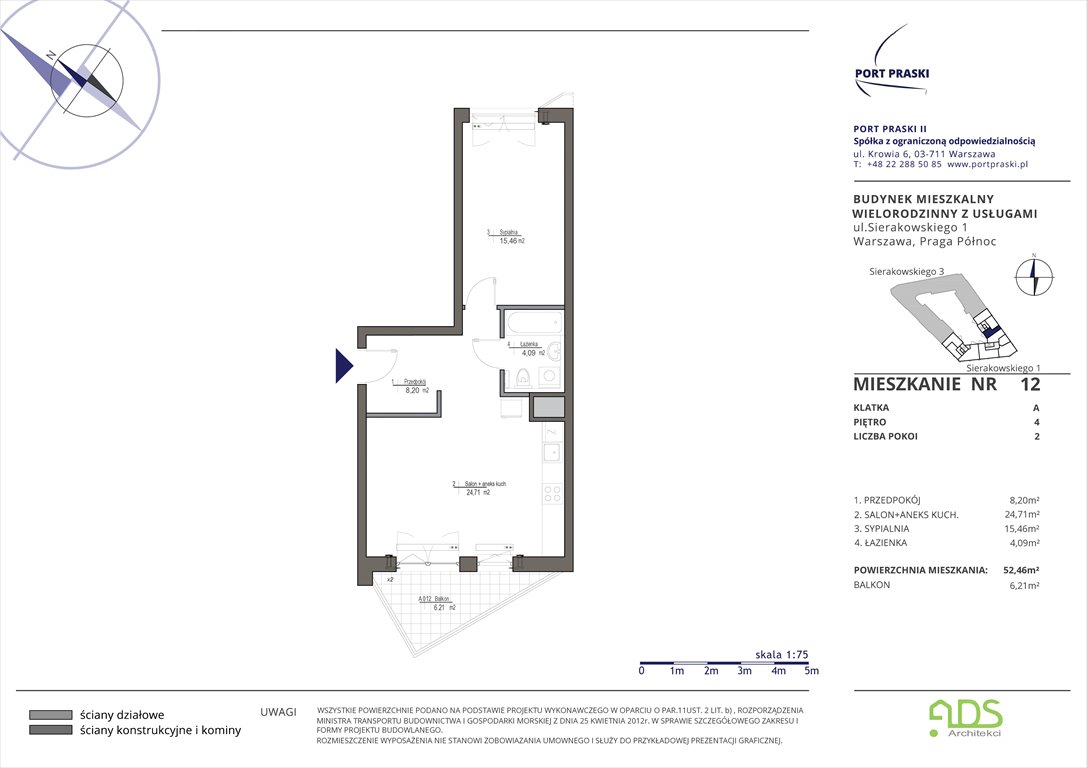 Nowe mieszkanie dwupokojowe Sierakowskiego 1 i 3 Warszawa, Praga Północ, Sierakowskiego 1-3  52m2 Foto 1