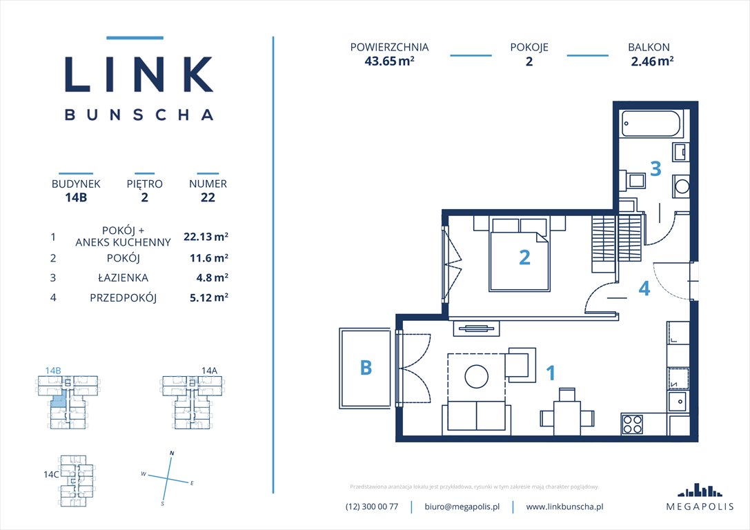 Nowe mieszkanie dwupokojowe Link Bunscha Kraków, Ruczaj, Bunscha 14a  44m2 Foto 1