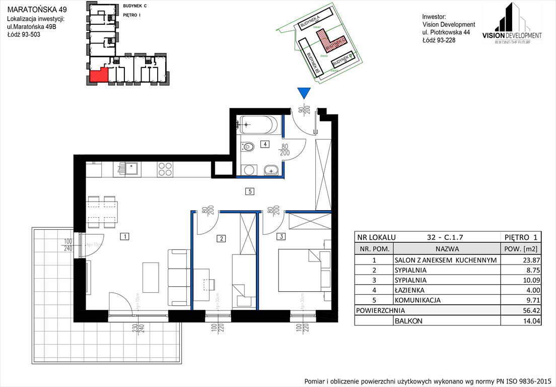 mieszkanie na sprzedaż 56m2 mieszkanie Łódź, Retkinia, Maratońska 49C