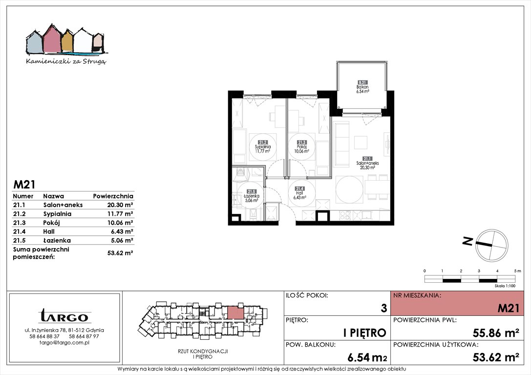 Nowe mieszkanie trzypokojowe Kamieniczki za Strugą Rumia, Kosynierów 9  54m2 Foto 1