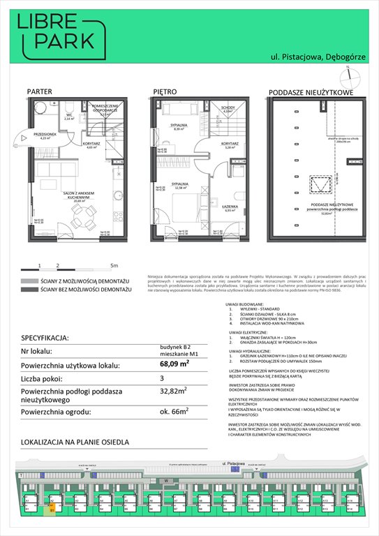 Nowe mieszkanie trzypokojowe Osiedle Libre Park Dębogórze, Pistacjowa 5  68m2 Foto 1