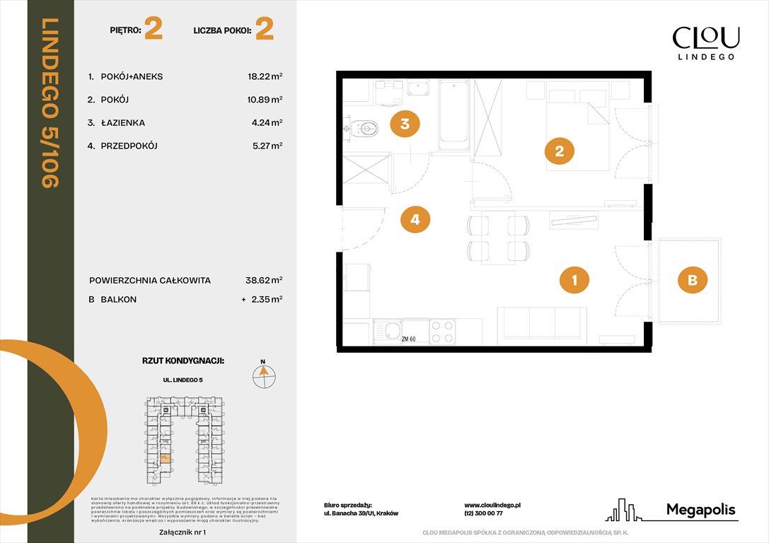Nowe mieszkanie dwupokojowe Clou Lindego Kraków, Lindego 5  39m2 Foto 1