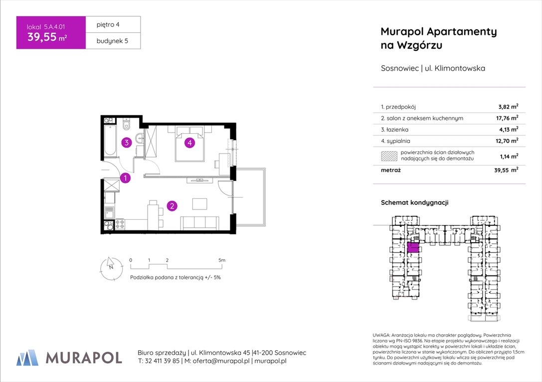 Nowe mieszkanie dwupokojowe Murapol Apartamenty na Wzgórzu Sosnowiec, ul. Klimontowska  40m2 Foto 1