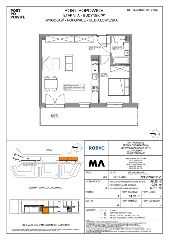 Nowe mieszkanie dwupokojowe Port Popowice Wrocław, Fabryczna, Białowieska 91a  49m2 Foto 1