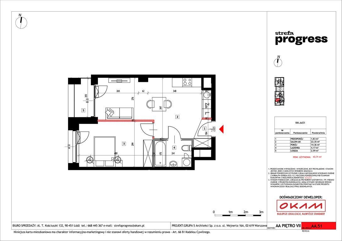 Nowe mieszkanie dwupokojowe Strefa PROGRESS Łódź, Al. Kościuszki 132  44m2 Foto 1