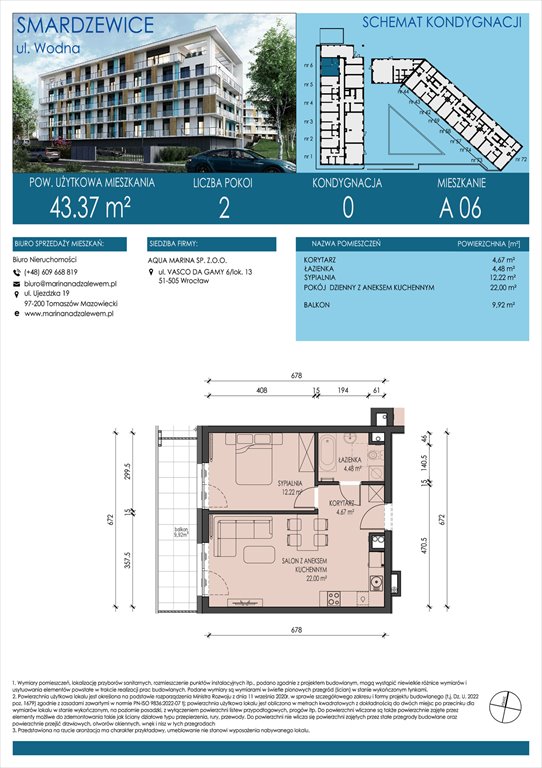 Nowe mieszkanie dwupokojowe AQUA MARINA SMARDZEWICE, WODNA  43m2 Foto 1