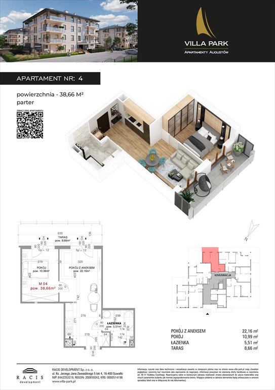 Nowe mieszkanie Villa Park - Bud D Augustów, Wypoczynkowa  39m2 Foto 1