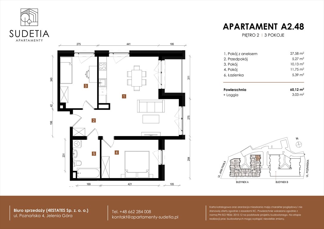Nowe mieszkanie trzypokojowe APARTAMENTY SUDETIA Jelenia Góra, POZNAŃSKA 4  60m2 Foto 1