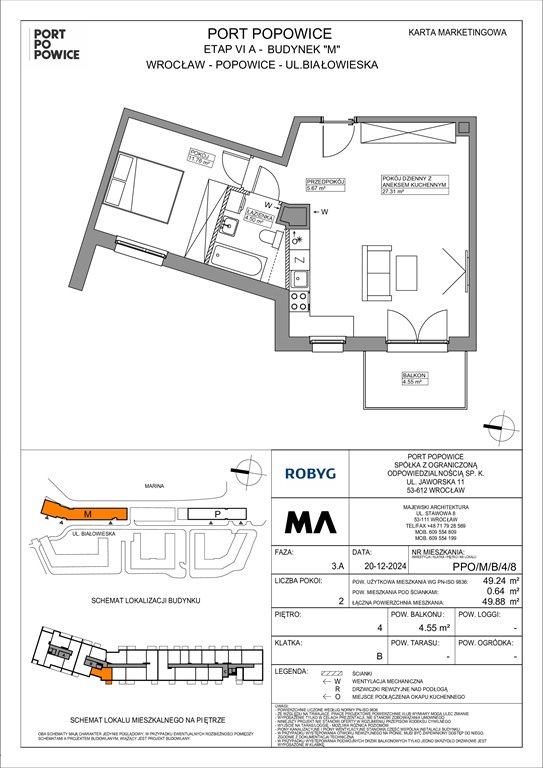 Nowe mieszkanie dwupokojowe Port Popowice Wrocław, Fabryczna, Białowieska 91a  49m2 Foto 1