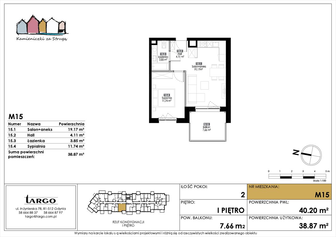 Nowe mieszkanie dwupokojowe Kamieniczki za Strugą Rumia, Kosynierów 9  39m2 Foto 1