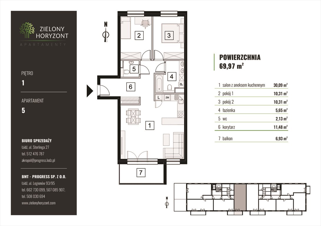 Nowe mieszkanie trzypokojowe Apartamenty Zielony Horyzont Łódź, Widzew, Jędrowizna  70m2 Foto 1