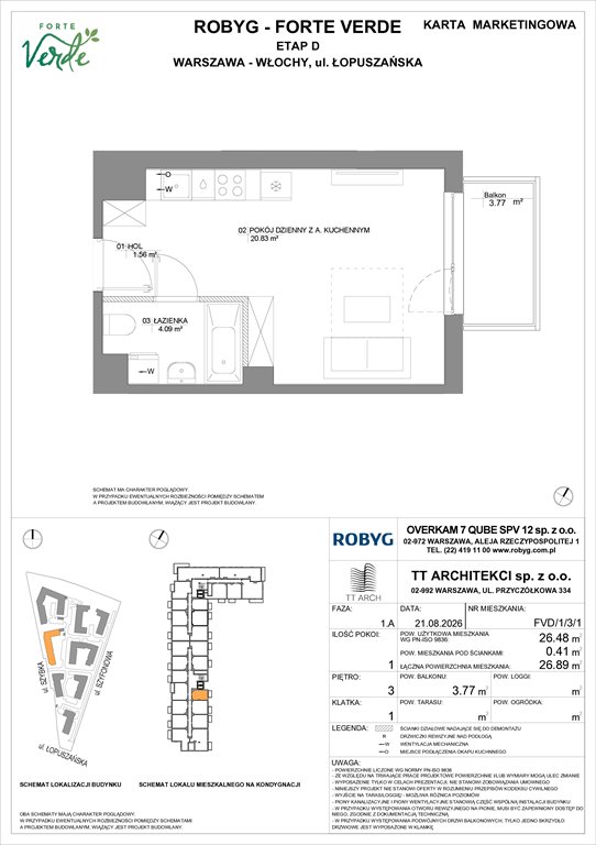 Nowa kawalerka Forte Verde Warszawa, Włochy, Łopuszańska 28  26m2 Foto 1