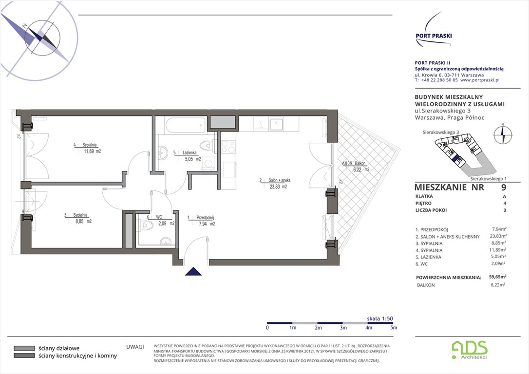 Nowe mieszkanie trzypokojowe Sierakowskiego 1 i 3 Warszawa, Praga - Północ, Sierakowskiego 1-3  60m2 Foto 1