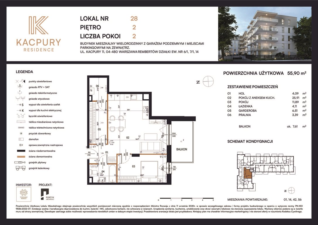 Nowe mieszkanie dwupokojowe Kacpury Residence Warszawa, Rembetów, Kacpury 11  56m2 Foto 1