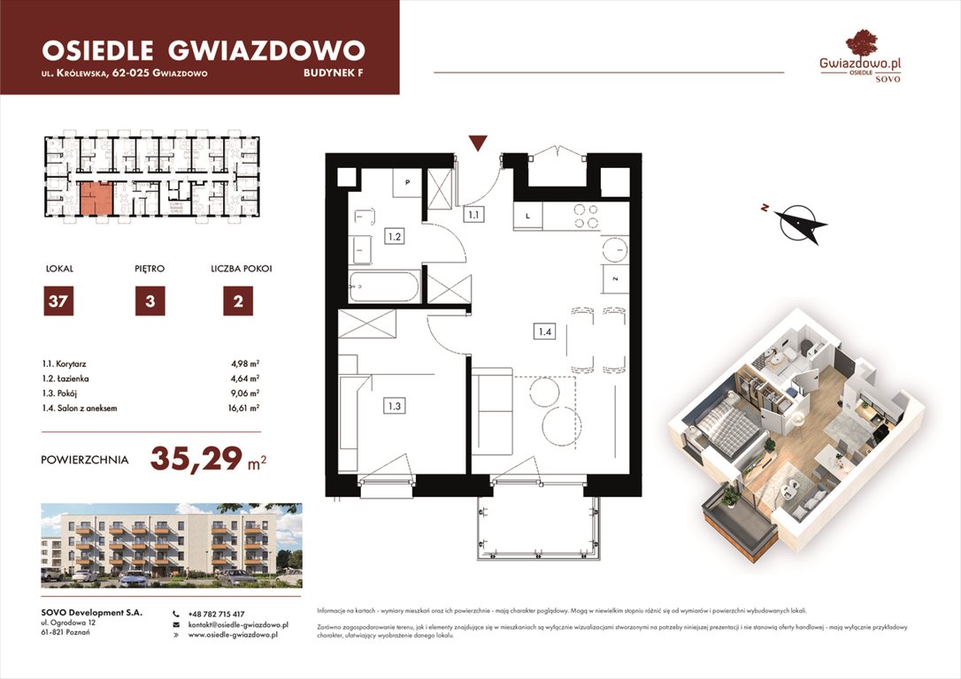 Nowe mieszkanie dwupokojowe Osiedle Gwiazdowo Gwiazdowo, Mikołaja Kopernika 4  35m2 Foto 1