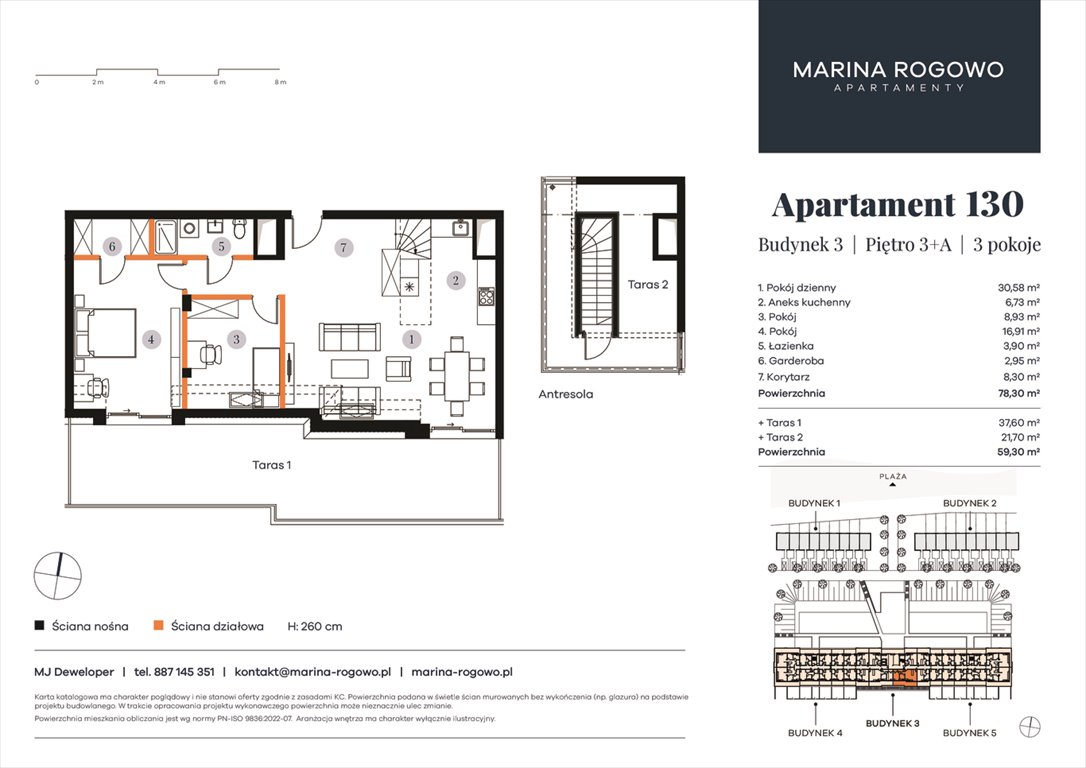 Nowe mieszkanie trzypokojowe APARTAMENTY MARINA ROGOWO Rogowo, Rogowo 65  78m2 Foto 1