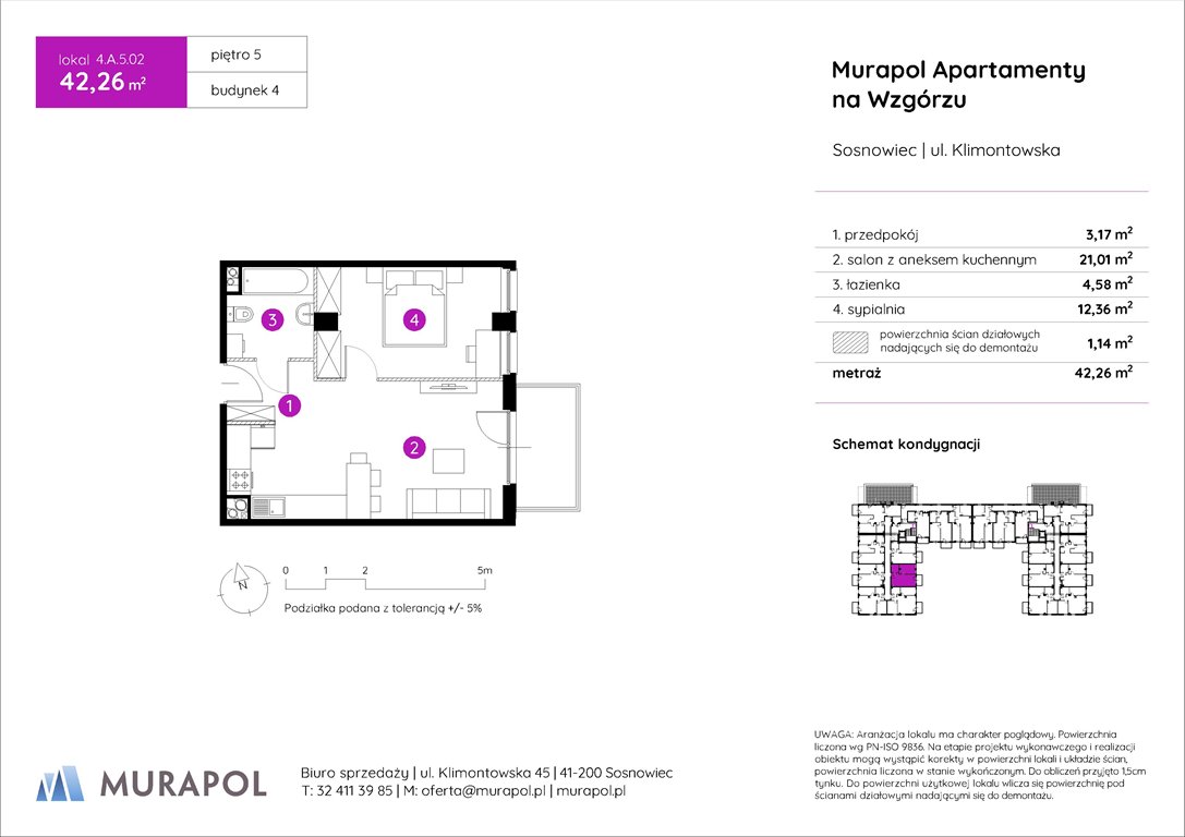 Nowe mieszkanie dwupokojowe Murapol Apartamenty na Wzgórzu Sosnowiec, ul. Klimontowska  42m2 Foto 1