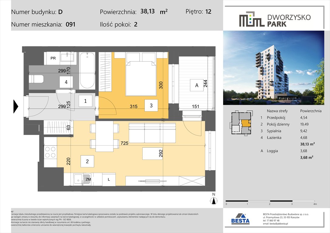Nowe mieszkanie dwupokojowe Dworzysko Park Rzeszów, Przybyszówka, Dworzysko  38m2 Foto 1