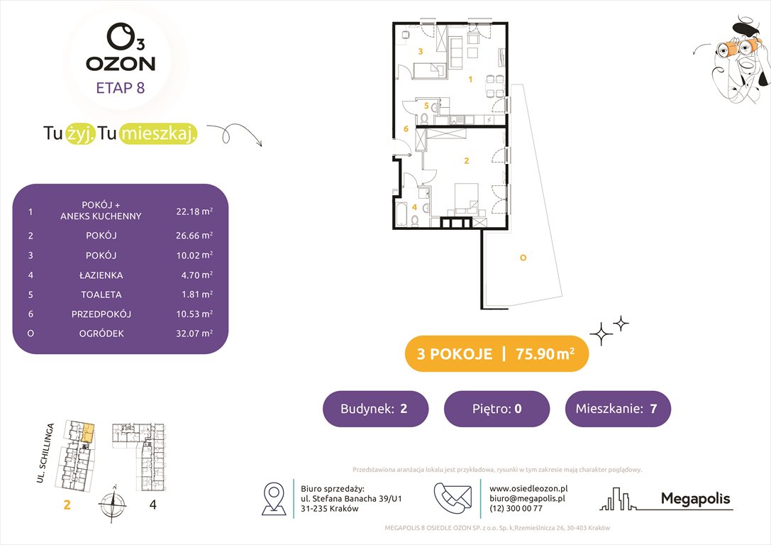 Nowe mieszkanie czteropokojowe  Osiedle Ozon etap 8 Kraków, Schillinga 2-4  76m2 Foto 1
