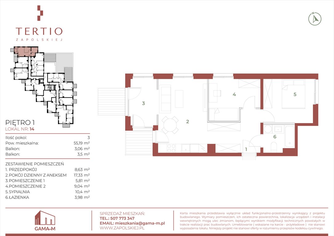 Nowe mieszkanie trzypokojowe Tertio Zapolskiej Kraków, Bronowice, Gabrieli Zapolskiej 21  55m2 Foto 1