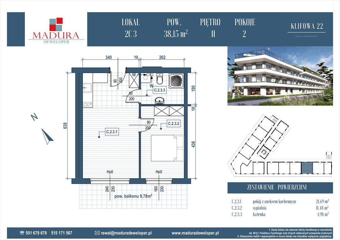 Nowe mieszkanie dwupokojowe Klifowa 22 Rewal, Ul. Klifowa 22  38m2 Foto 1