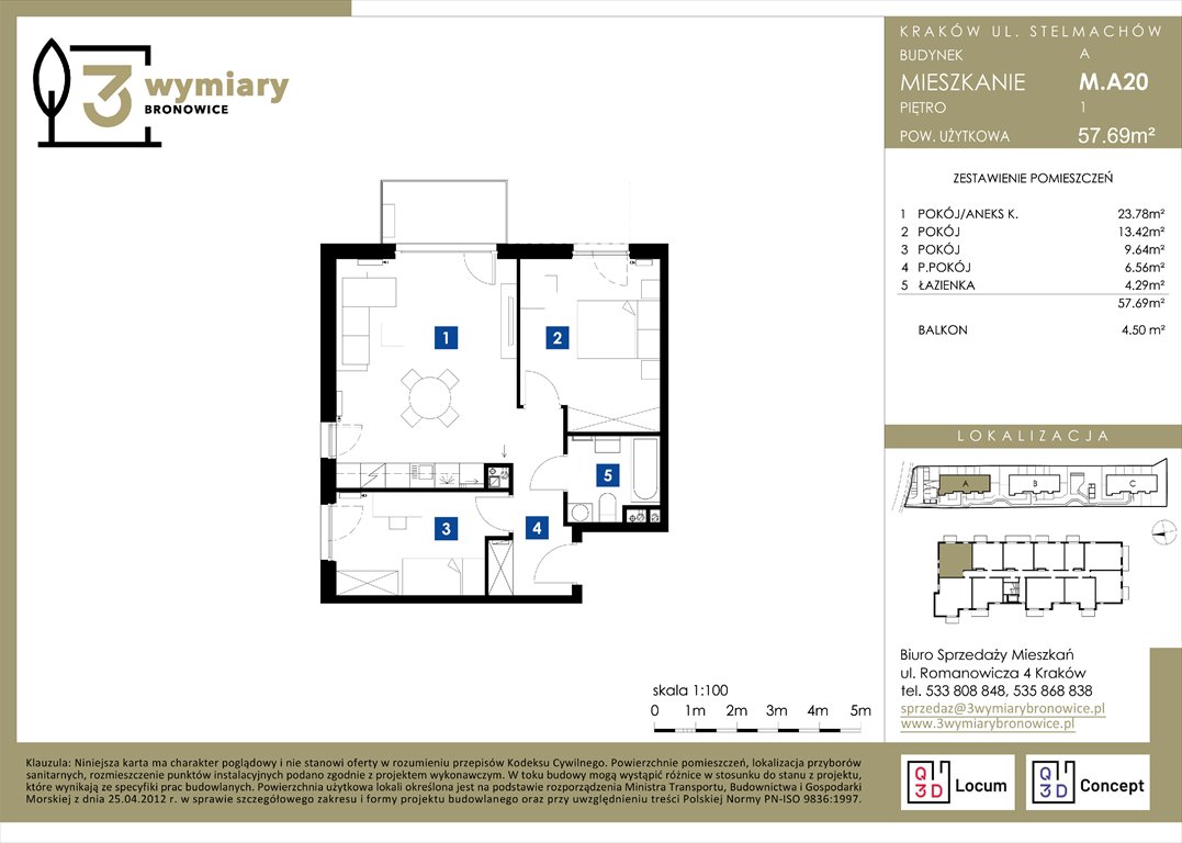 Nowe mieszkanie trzypokojowe 3 Wymiary Bronowice Kraków, Bronowice Wielkie, Stelmachów  58m2 Foto 1