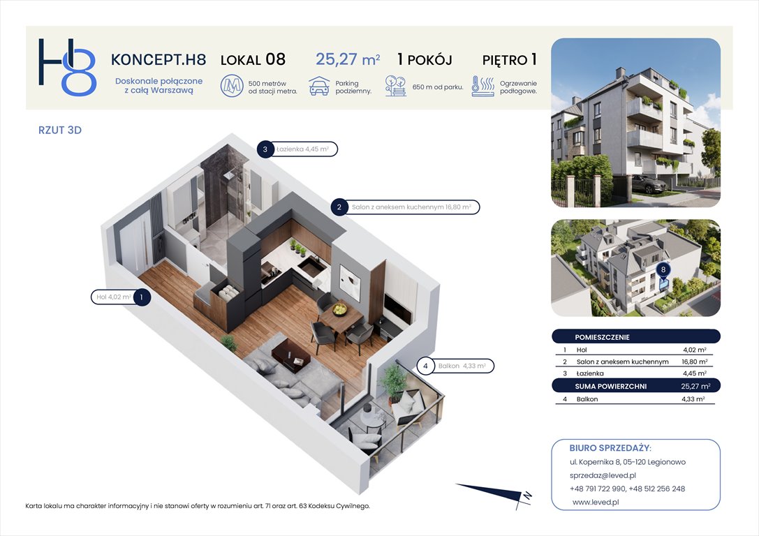 Nowa kawalerka Koncept H8 Warszawa, Targówek, Hodowlana 8  25m2 Foto 1