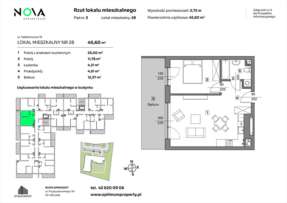 Nowe mieszkanie dwupokojowe NOVA RADIOSTACJA  Łódź, Śródmieście, ul. Telefoniczna 19  46m2 Foto 1