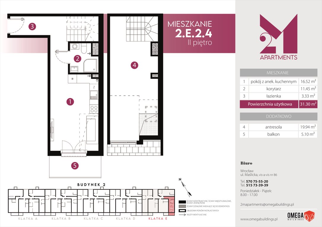 Nowe mieszkanie dwupokojowe 2M Apartments Wrocław, Maślice, Zawidowska 3  51m2 Foto 1