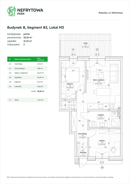 Nowe mieszkanie trzypokojowe Nefrytowa Park		 Rzeszów, Załęże, Nefrytowa Park, Nefrytowa  58m2 Foto 1