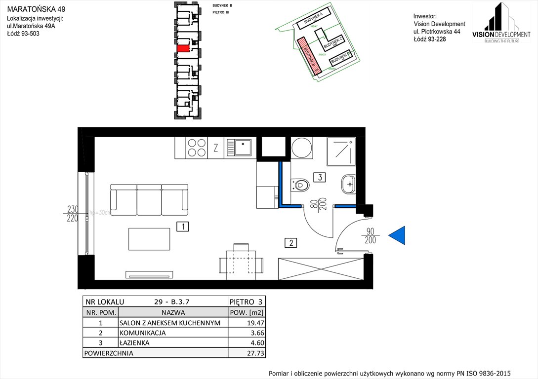 Nowa kawalerka Maratońska 49 Nowa Retkinia  Łódź, Retkinia, Maratońska 49C  28m2 Foto 1