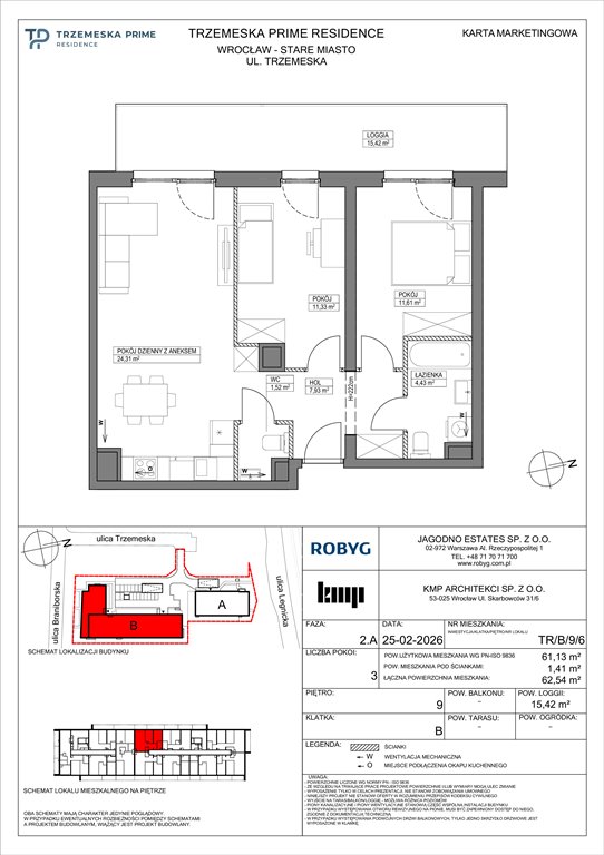 Nowe mieszkanie trzypokojowe Trzemeska Prime Residence Wrocław, Stare Miasto, Trzemeska  61m2 Foto 1