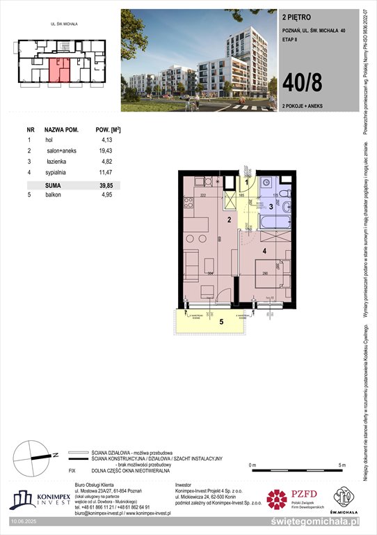 Nowe mieszkanie dwupokojowe Świętego Michała etap 2 Poznań, Komandoria, Świętego Michała 36  40m2 Foto 1
