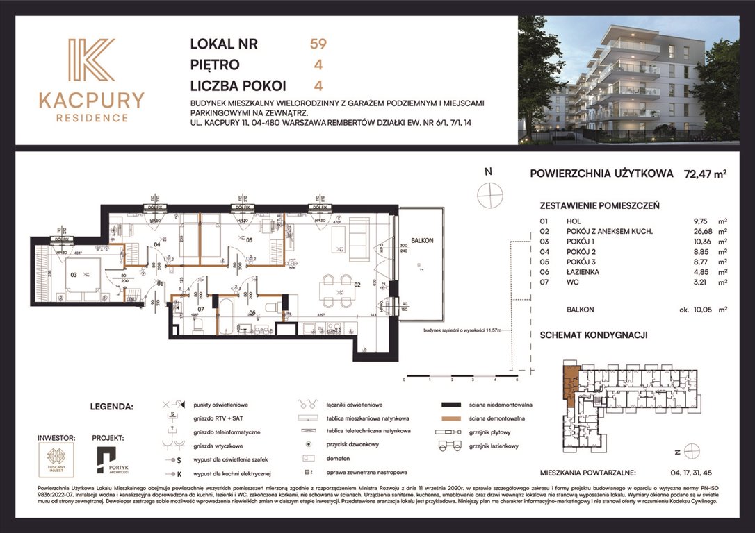 Nowe mieszkanie czteropokojowe  Kacpury Residence Warszawa, Rembetów, Kacpury 11  72m2 Foto 1