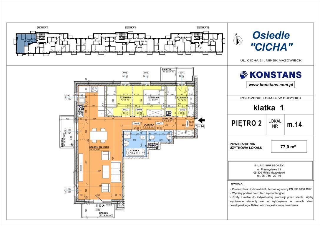 Nowe mieszkanie czteropokojowe  Cicha 21 Mińsk Mazowiecki, Cicha 12  77m2 Foto 1