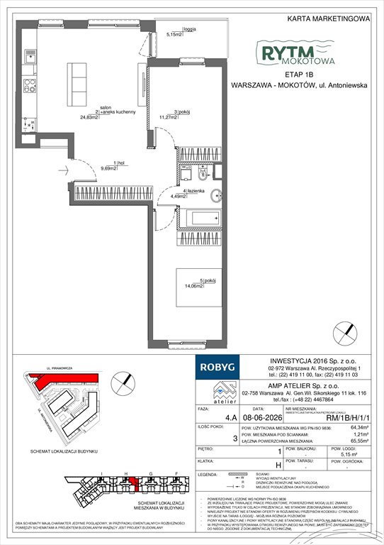 Nowe mieszkanie trzypokojowe Rytm Mokotowa Warszawa, Mokotów, Antoniewska 3B  64m2 Foto 1