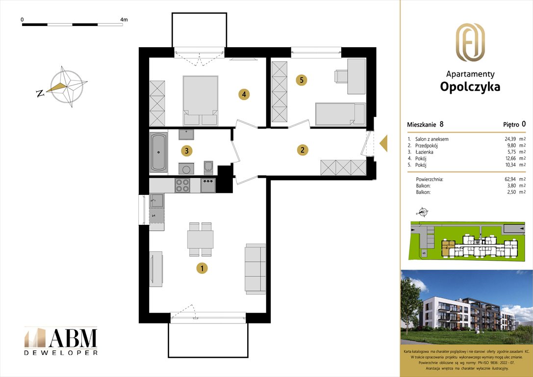 Nowe mieszkanie trzypokojowe APARTAMENTY OPOLCZYKA Łódź, Widzew, Opolczyka 16  63m2 Foto 1