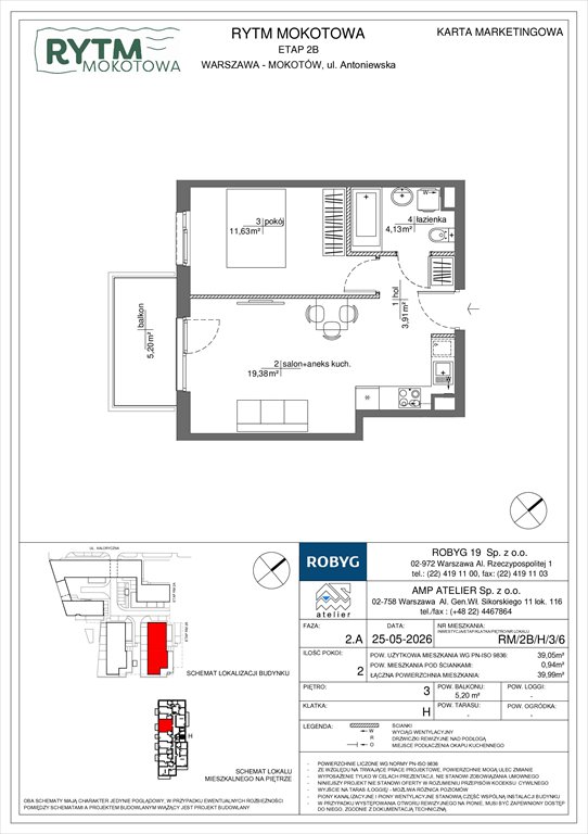 Nowe mieszkanie dwupokojowe Rytm Mokotowa Warszawa, Mokotów, Antoniewska 3B  39m2 Foto 1